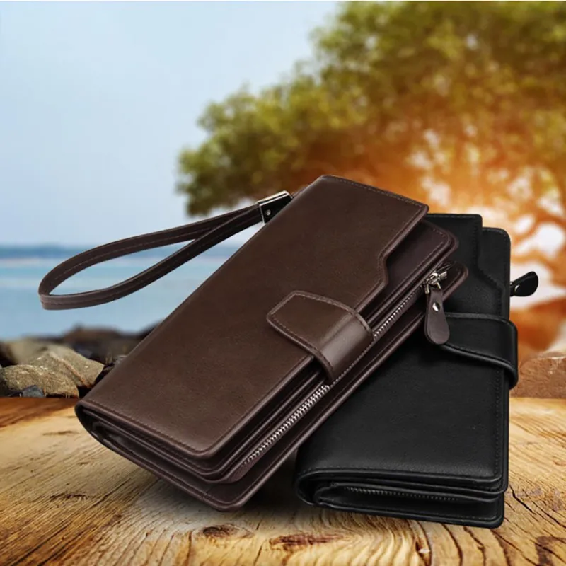 

Men Vertical Wallet Multifunction Leather Coin Purse Large Capacity Credit Card Holder