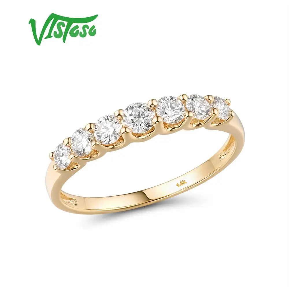 VISTOSO Pure 14K 585 Yellow Gold Ring For Women Genuine Sparkling Diamond Ring Promise Engagement Rings Anniversary Fine Jewelry 1