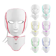 Masque Facial Anti-acné à 7 couleurs Led, appareil de beauté pour rajeunissement de la peau à photons, blanchiment de la peau, élimination des rides du cou