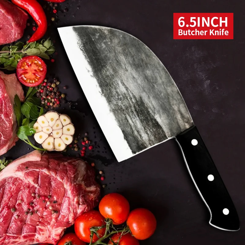 6," ручной работы полный тан Мясник шеф-повар мясо кости кухонные инструменты-ножи кованые высокоуглеродистой стали кухонные ножи Кливер инструмент