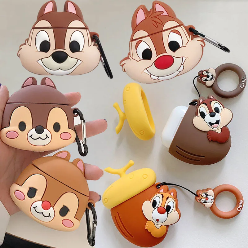 Для Apple AirPods чехол 3D стильная футболка с изображением персонажей видеоигр забавные чип и Дейл Белочка кедровые орехи Беспроводной Наушники Earpods чехол для Airpods 2