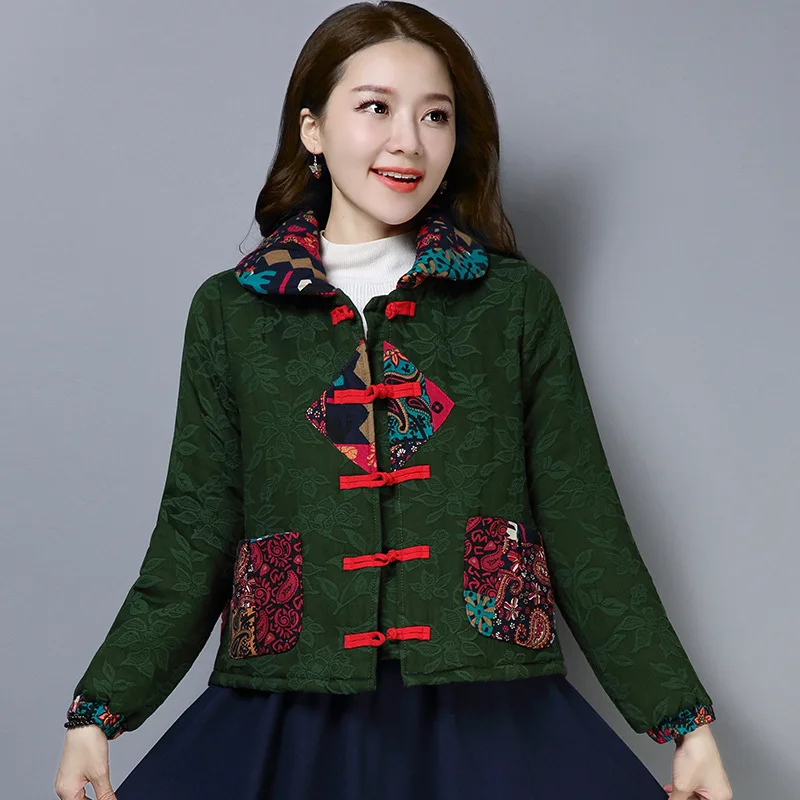 

2019 Autumn And Winter New Style Chinese-style Retro National Wind Short Cotton-padded Clothes Cotton Linen Cotton-padded Jacket