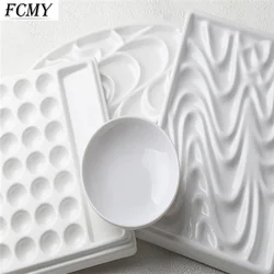 Imitation Porcelain Wave Palette for Watercolor Gouache Painting Plum Flower Palette Art Supplies