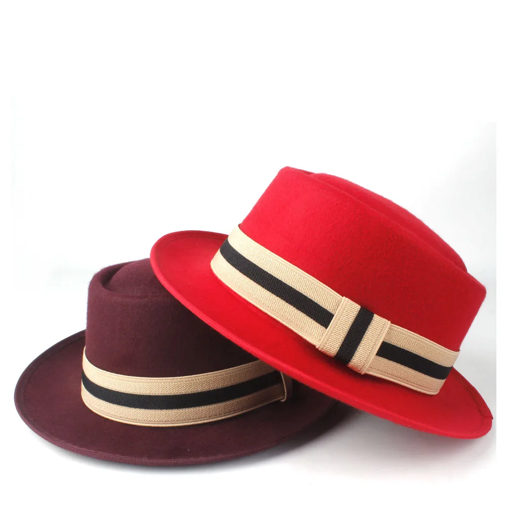 Fashion Men Women Pork Pie Hat Party Hat For Lady Fedora Hat For Gentleman Outdoor Flat Fedora Jazz Hat Size 58CM