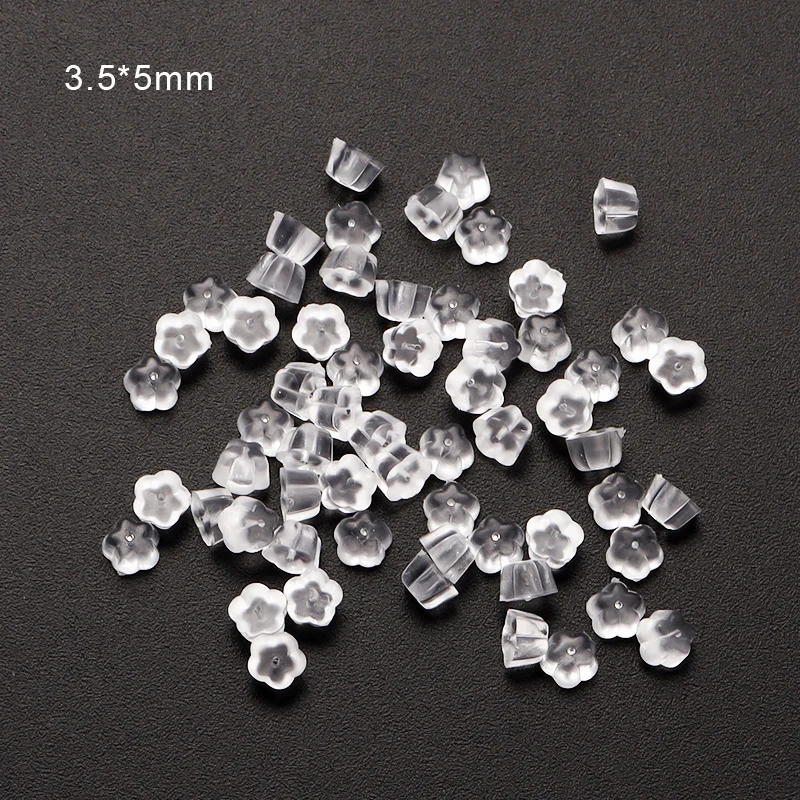 20 x Oorbel stopper rubber transparant 4mm gat: 1.0 mm | Oorbellen