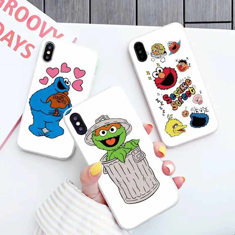 

Ins Sesame Street Cookie Phone Case Candy Color for iPhone 6 7 8 11 12 s mini pro X XS XR MAX Plus