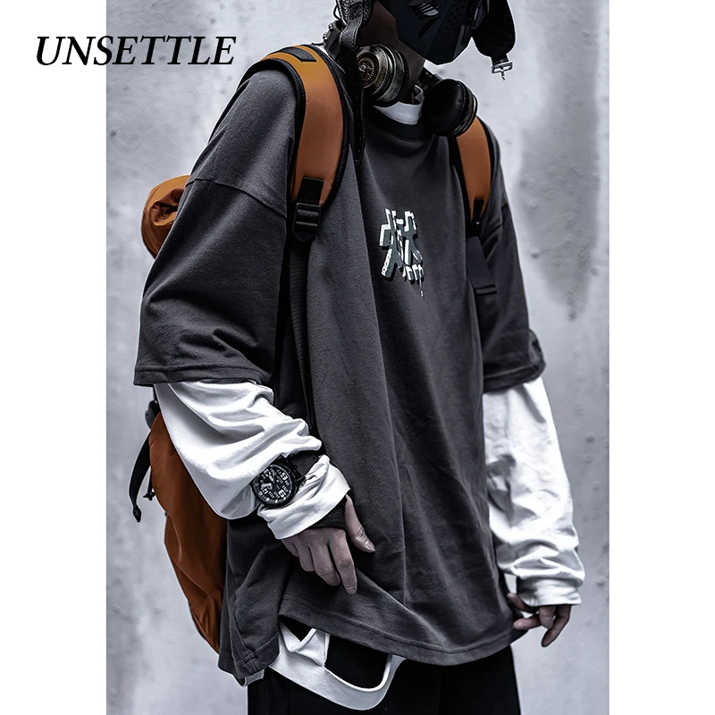 UNSETTLE 2020SS футболка с китайским персонажем летняя Мужская/Женская в стиле хип-хоп