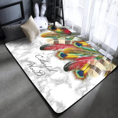 Индивидуальные гостиной 3D ковры скандинавские модные авангардные перо спальня Bay окно мраморный коврик с узором одежда ногтей салон B - Цвет: 800X1600MM