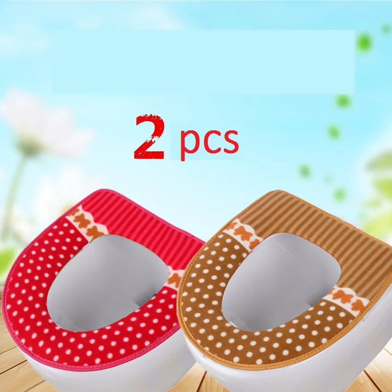 D pink brown 2pcs Радужные полосатые Чехлы для сиденья унитаза на молнии для туалета зимние теплые подушки Универсальный Размер удобный коврик для унитаза - Цвет: D pink brown 2pcs