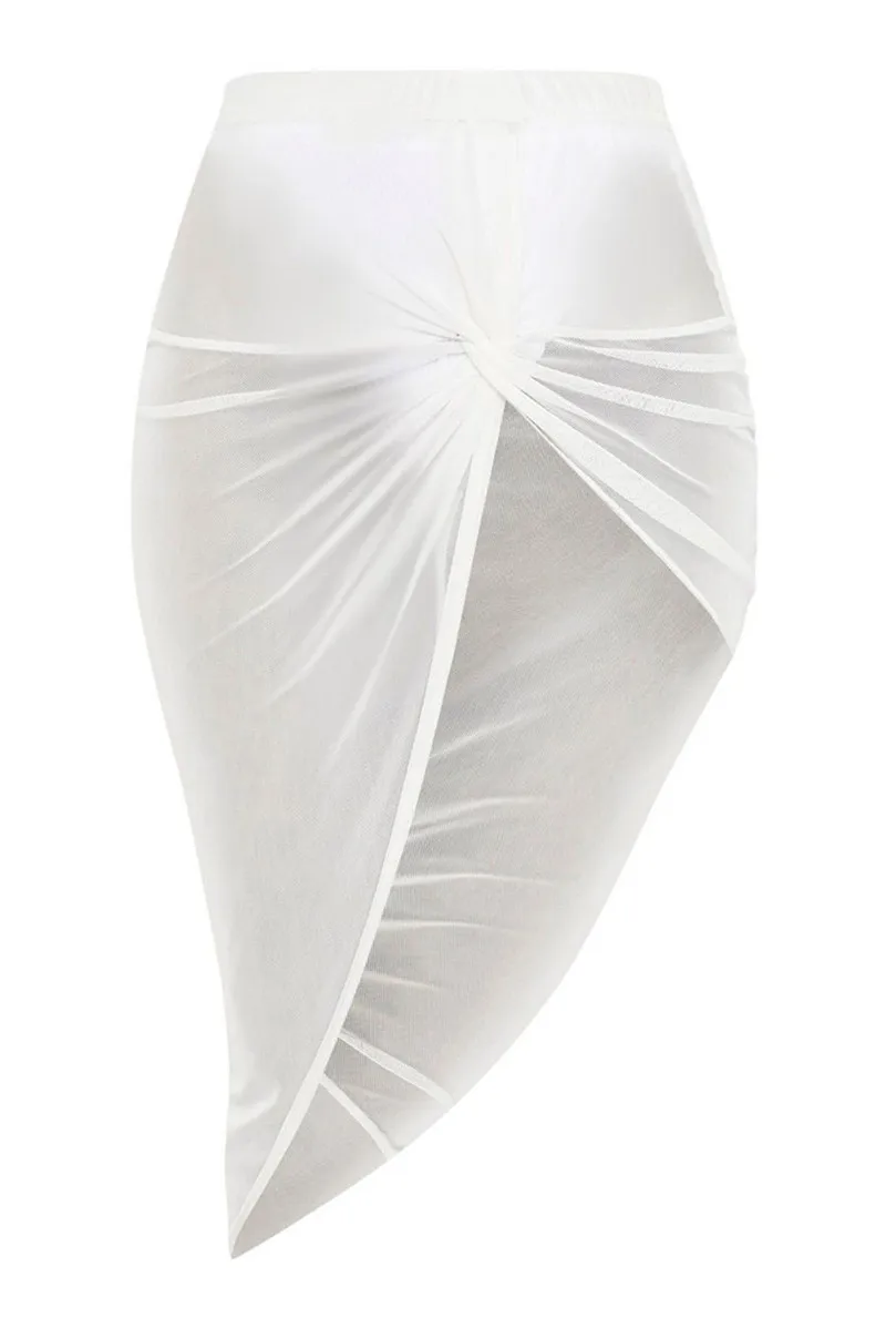 white skirts Adogirl твист Ruched пляжная юбка шифоновые трусики внутри мягкие удобные Асимметричные женские сексуальные юбки праздничные наряды - Цвет: white skirts