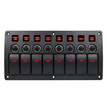 

Rocker Marine LED Light Yacht Circuit Breaker Car Boat Universal 3Pin 8 Gang 12V 24V Auto Waterproof Switch Panel