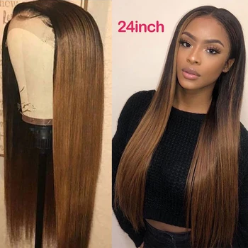 

150 Density Human Hair Wigs 13x6 Lace Front Human Hair Wigs For Women Brazilian Remy Ombre Brown Colored Straight Lace Front Wig
