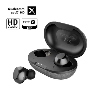 

True Wireless Earbuds Bluetooth 5.0 Earphones with Qual comm CSR APTX Stereo Audio,Mic 6H+15H with Charging Case Touch Control