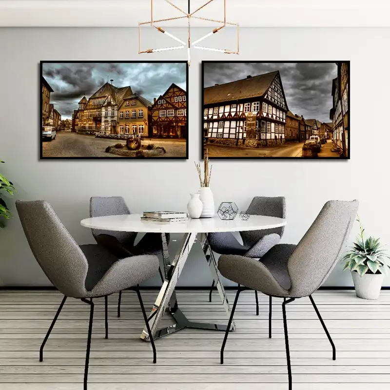 Cielo nublado y filas de casas los coches lienzo de estilo moderno pintura  pósters e impresiones cuadros de pared para la decoración de la sala de  estar|Pintura y caligrafía| - AliExpress