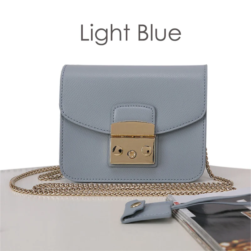 Lighe Blue-17cm Брендовая дизайнерская женская сумка на плечо из натуральной кожи, женская сумка-мессенджер, сумка через плечо с золотой цепочкой - Цвет: Lighe Blue-17cm
