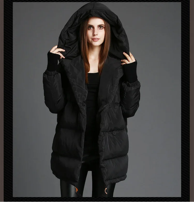 Ozhouzhan Autumn& Winter New Style Cocoon Loose-Fit Plus-sized Large Size White Duck down Mid-length WOMEN'S Down Jacket W