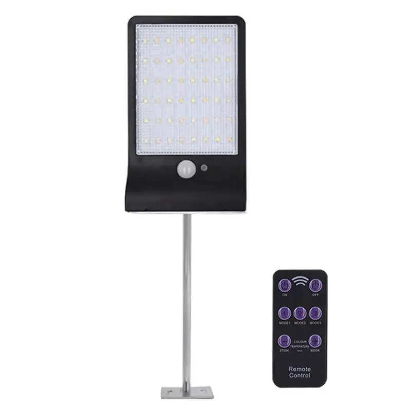 48LED with Rod 66 светодиодный водонепроницаемый PIR датчик движения солнечный светильник Настенный светильник с дистанционным управлением - Испускаемый цвет: 48LED with Rod