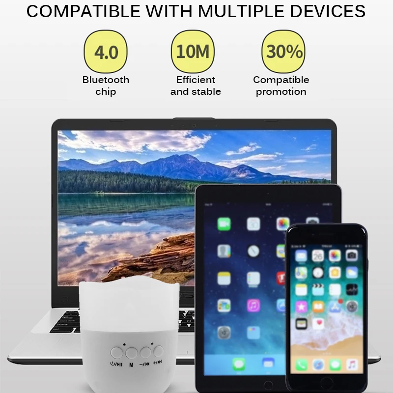 Bluetooth светодиодный мини-динамик в форме свечи, водонепроницаемый беспроводной умный светильник, музыкальный плеер, поддержка карт TF, воспроизведение для дома, спальни