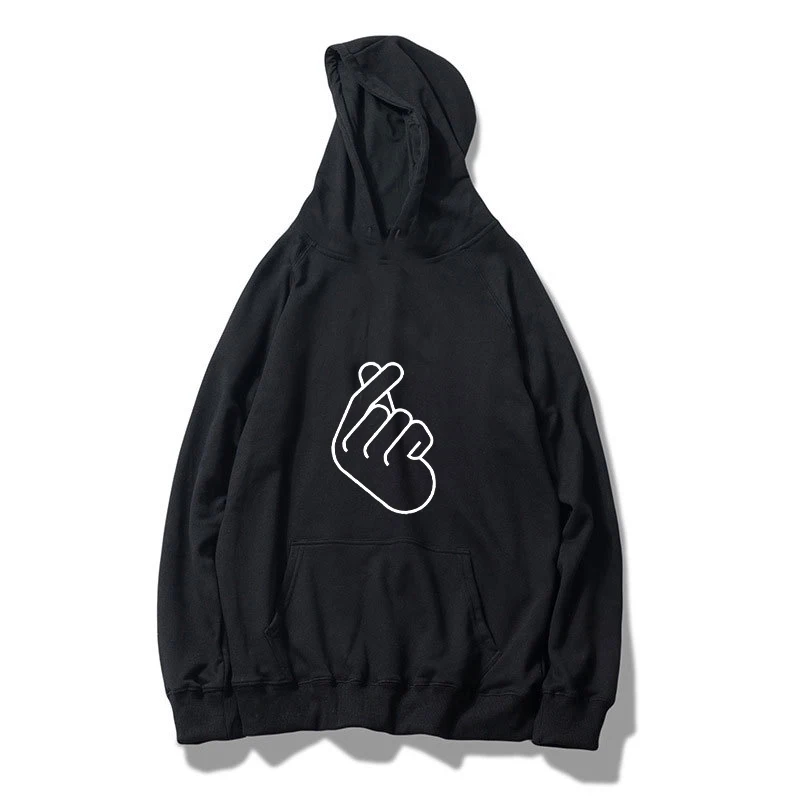 Women Hoodies Pullover Sweatshirts Harajuku Korean Finger Heart Hoodies Long Sleeve Hoody Female Autumn Hooded Sudadera Mujer