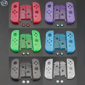 

YuXi Replacement Part Plastic L R Housing Shell Case Cover + Silicone Joystick Caps For Nintend Switch NS NX Joy-Con Controller