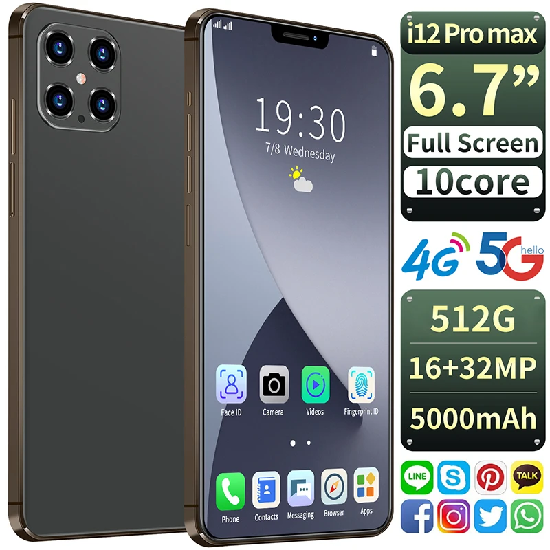 I12 Pro Max Mobile Phone 6.7 inch 8GB RAM 256GB