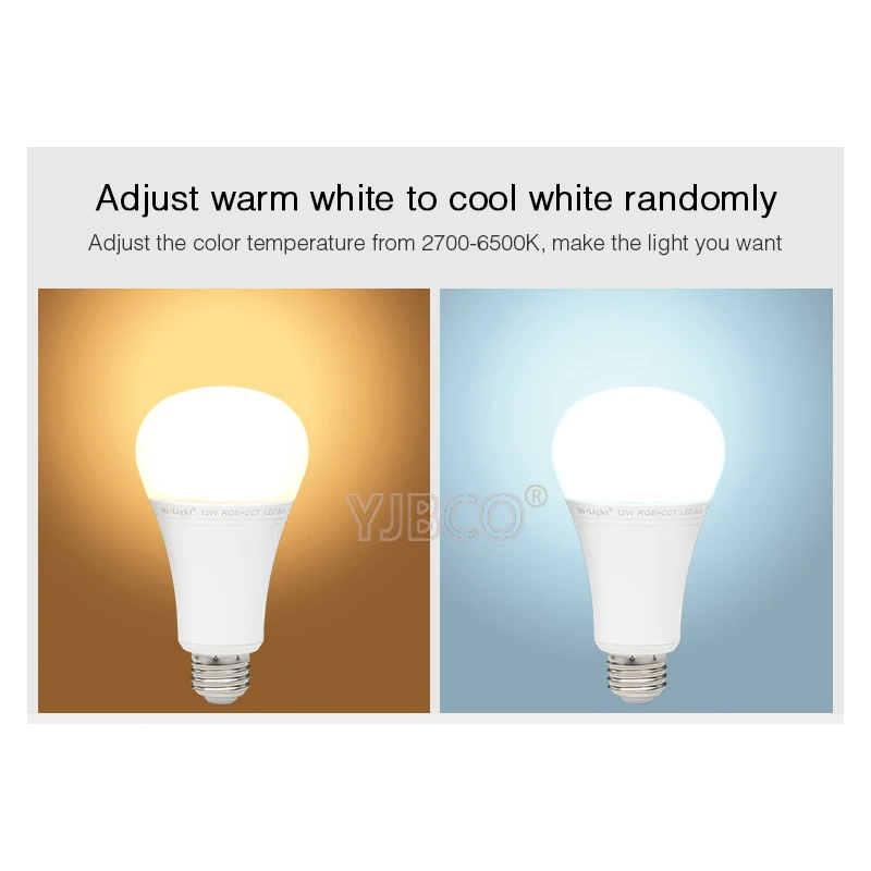 

E27 12W RGB+CCT Miboxer FUT105 2.4G Wireless LED Bulb Dimmable 2 in 1 Smart LED Light + FUT092 4-Zone 2.4G RF Remote