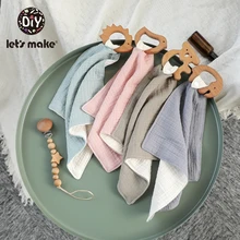 Let's Make 2 шт./компл. прорезыватель из буковой древесины дерева Соска с бусами цепи держатель для пустышки Детские Прорезыватель для зубов, детская игрушка набор детские нагрудники