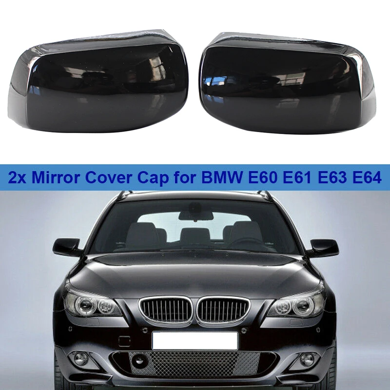 Glossy Black Door Side Mirror Cover Caps For-BMW E60 E61 E63 E64 5/6 Series 2003-2010 51167078360 51167078359 | Автомобили и