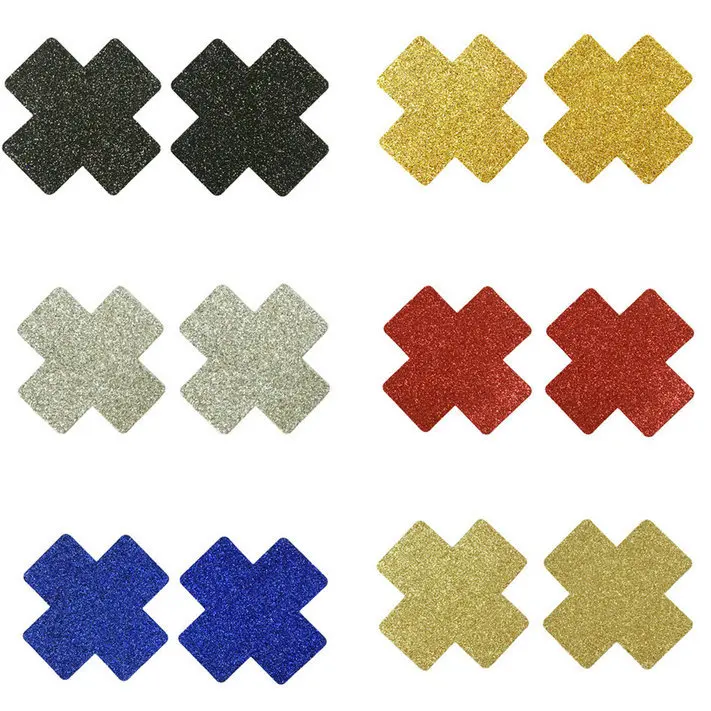 

10 Pcs /Lot Women Disposable Self Adhesive Nipples Covers Ultra-thin Cross Glitter Invisible Sticker Dress Tops Breast Petals