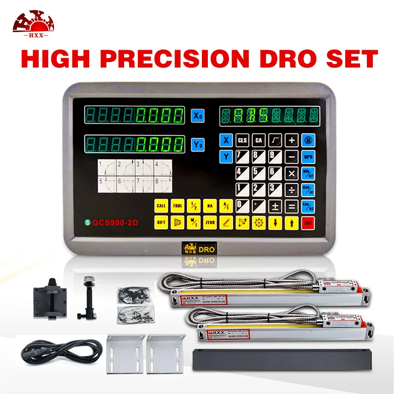 

LCD Dro 2 Axis Set Kit Linear Scale Optical Encoder Metal Readout Display for Lathe Mill Machines 50mm to 1000mm Fast