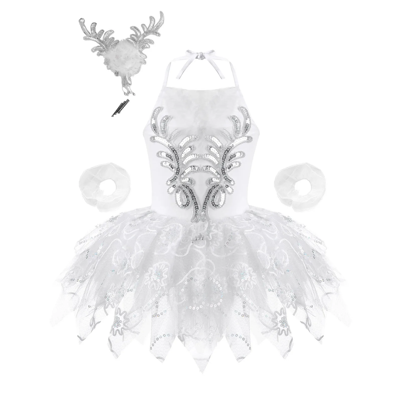 White Swan Dance Ballet Tutu Costume Kid Girls Ballerina Dress Leotards Dancing Professional Dancewear for Children | Детская одежда и