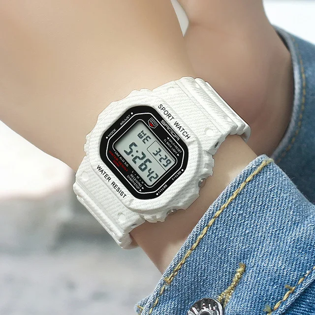 Цифровые армейские спортивные часы мужские электронные военные Роскошные мужские часы светодиодный Часы повседневные брендовые наручные часы Relogio Masculino - Цвет: Белый