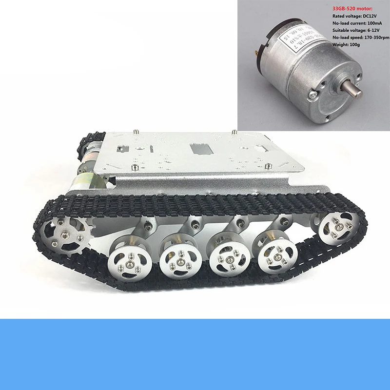 TS100 Metal Shock-Absorbing Tank Chassis Kit Heavy Load Smart Tracked Robot Frame With 33GB-520 Motor Education DIY Toy