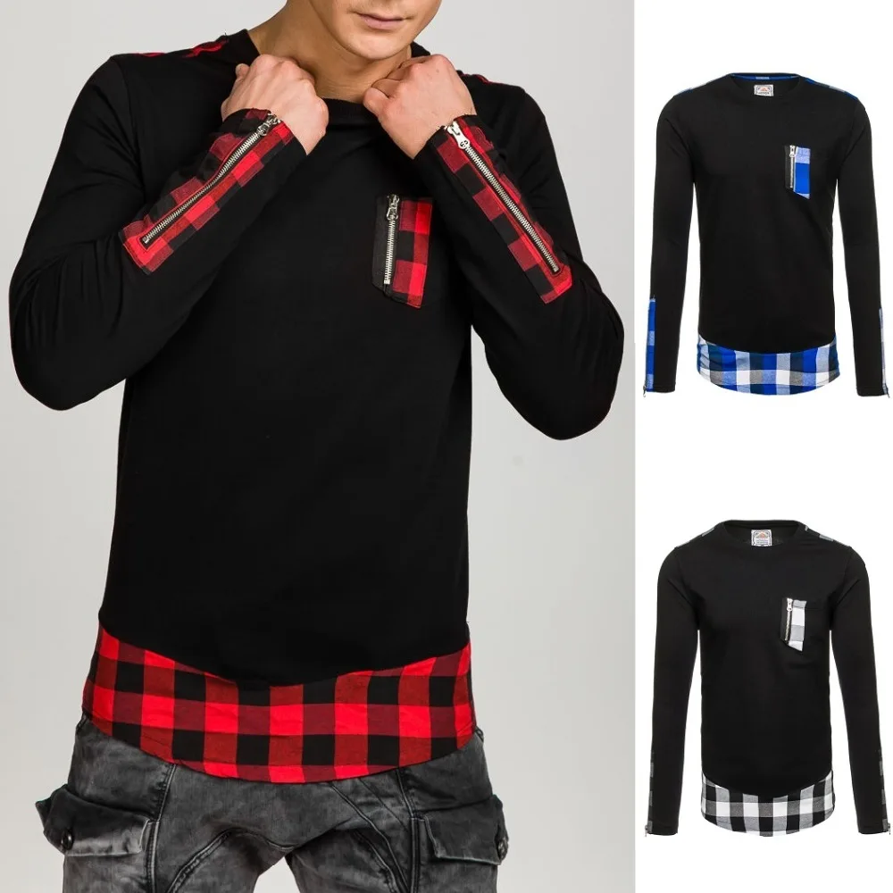 

ZOGAA 2019 Hot Men's Spring Autumn Patchwork Long Sleeve Casual T-shirt O-Neck Cotton Casual Men's Shirts Fashion 2019