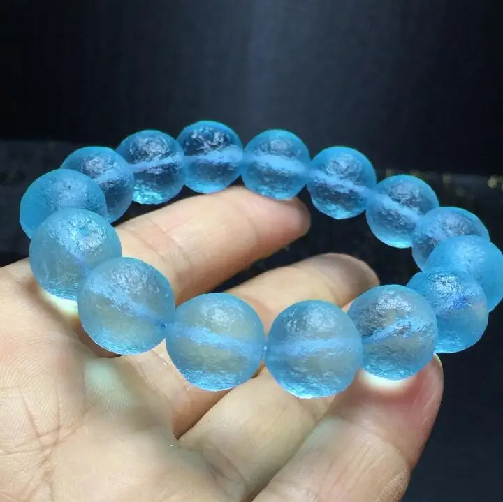 Piedras Naturales Ruso Azul pulsera de meteorito cuentas redondas hombres mujeres pulsera sanción Energy regalo joyeria de la