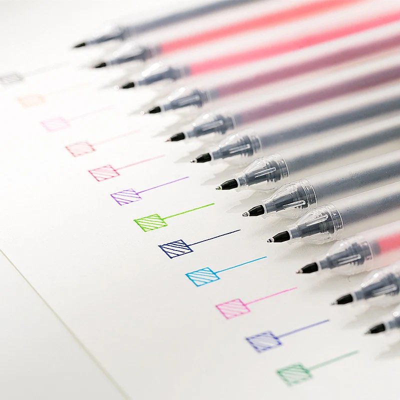 12 Colors/Set School Style Gel Pens Office Ink Pen Maker Supply 0.5mm