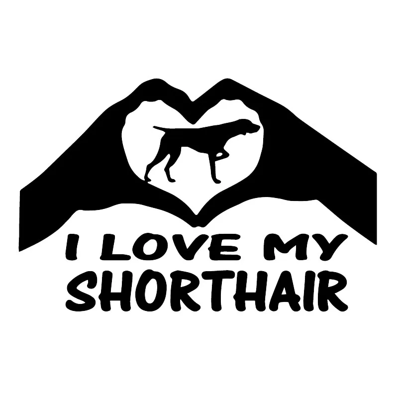 YJZT 15,8X10,3 см Виниловая наклейка немецкий короткошерстный указатель руки Сердце автомобиля стикер короткошерстная собака черный/серебристый C24-1395 - Название цвета: Черный