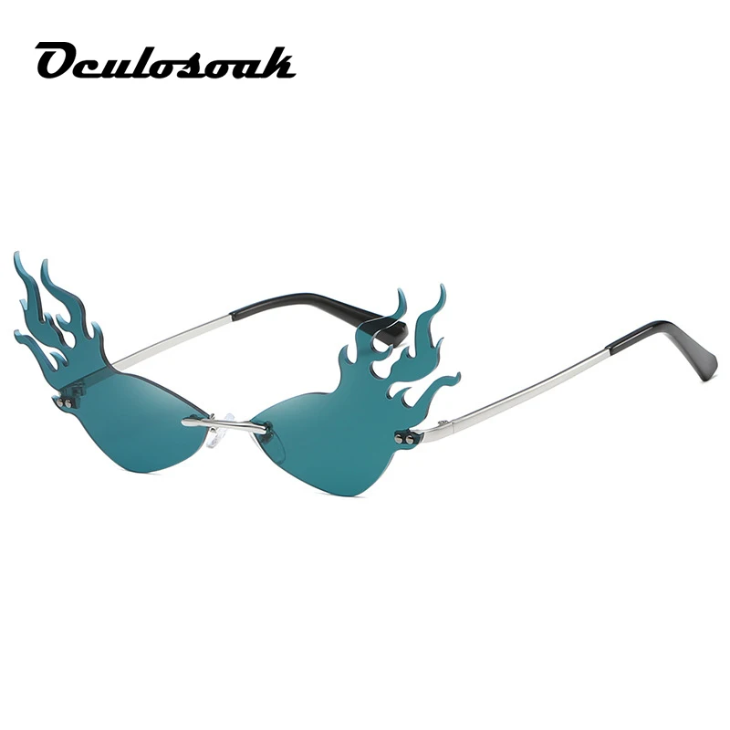 Oculosoak, огнестойкие солнечные очки, для женщин и мужчин, без оправы, волнистые, солнцезащитные очки, Роскошные, трендовые, узкие солнцезащитные очки, уличная одежда