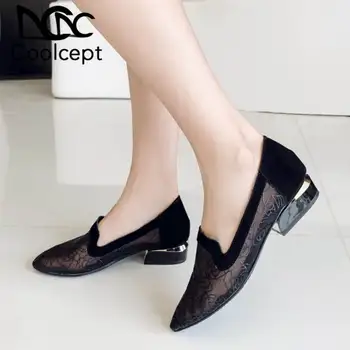 

Coolcept Women Pumps Glove Shoes Women Patchwork Square Heel Fashion Casual Office Lady Soft Female Footwear Size 33-43