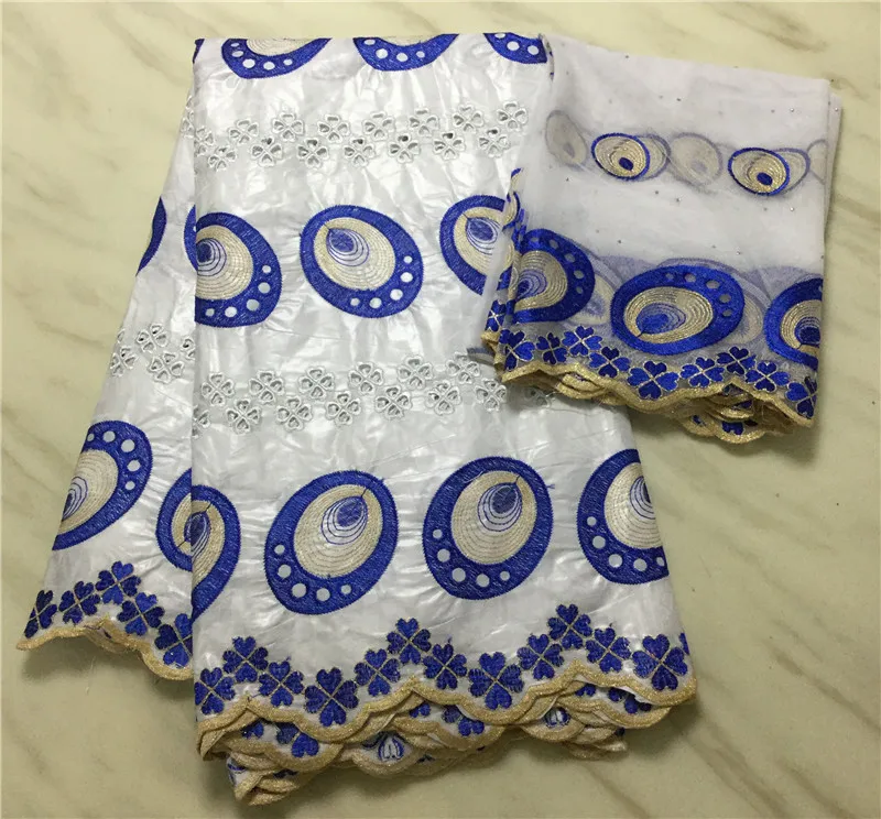 Белый Базен riche getzner с вышивкой Базен getzner жаккард морская парча ткань с тюлем кружевная блузка