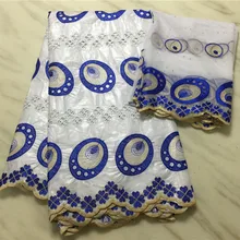 Белый Базен riche getzner с вышивкой Базен getzner жаккард морская парча ткань с тюлем кружевная блузка