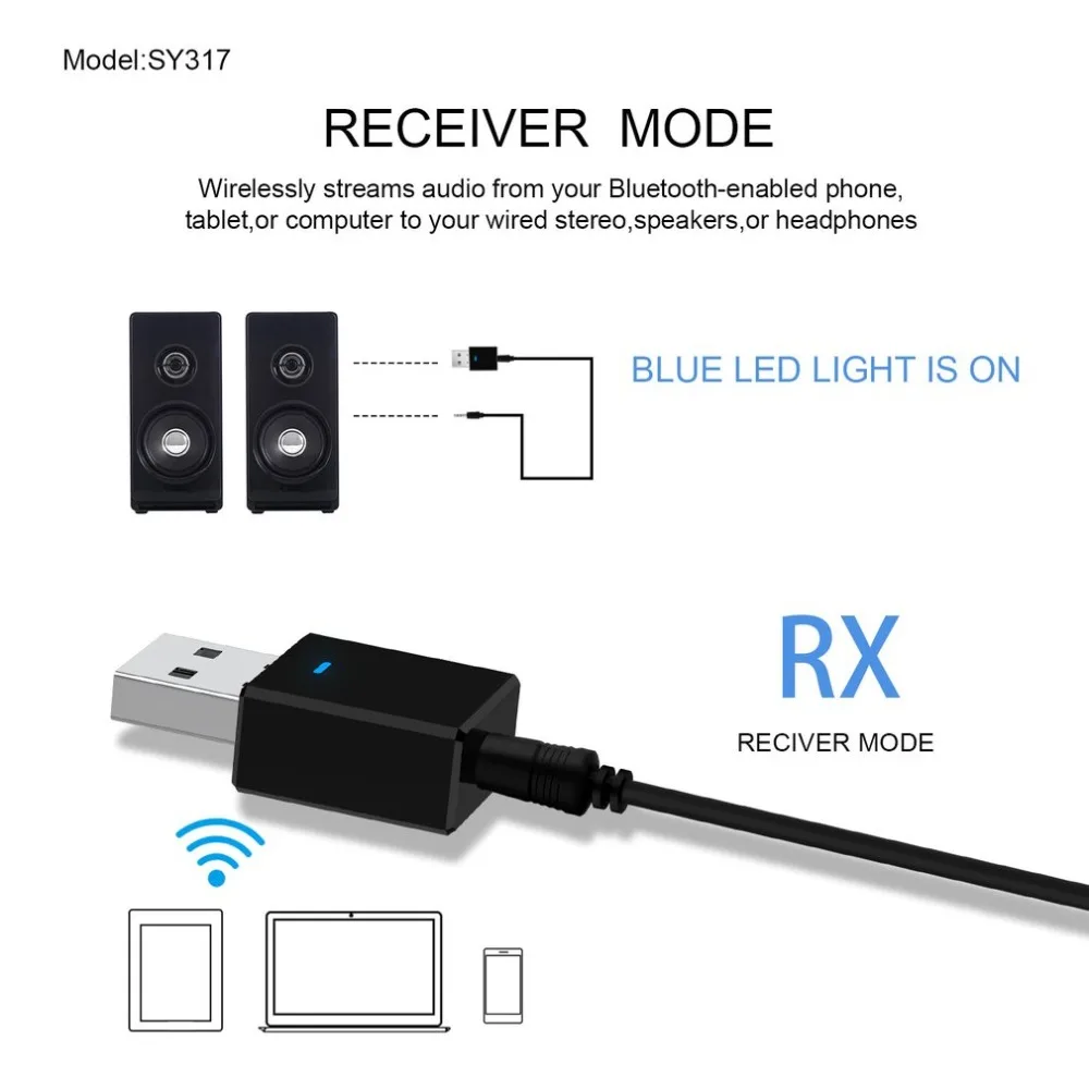 USB 5,0 + EDR передатчик приемник адаптер 2 в 1 с разъемом для ТВ наушники для ПК дома обоих концах для подключения внешних устройств к