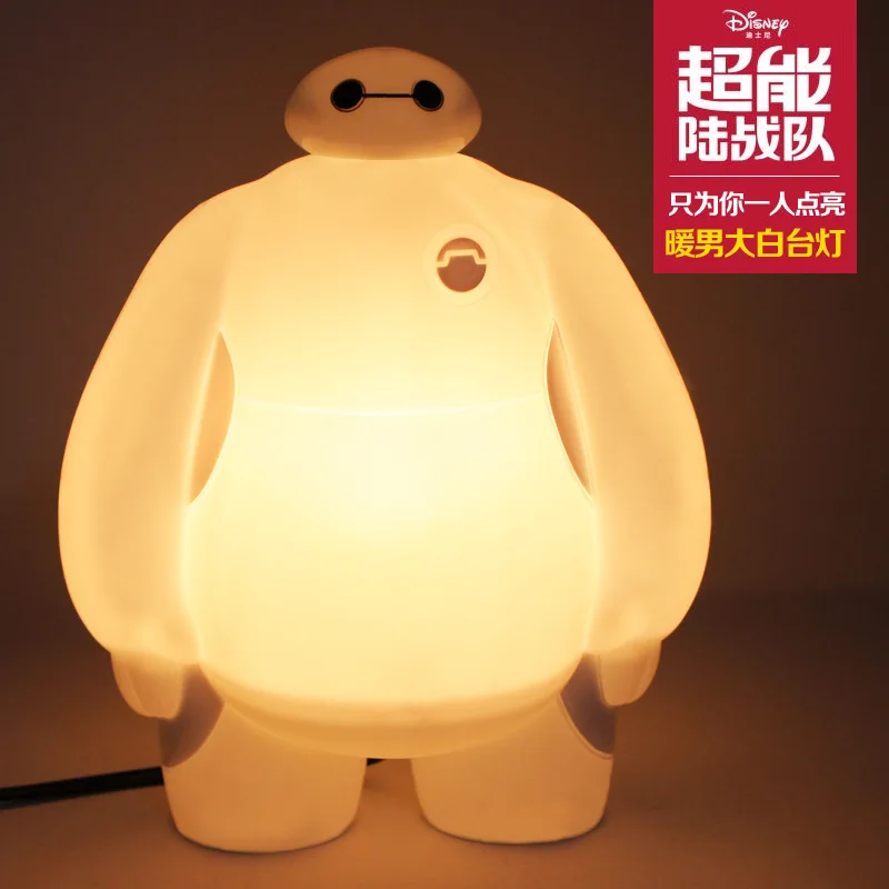 Disney Baymax Children's Eye Protection Bedside Night Light Cartoon Anime Figure Big Hero 6 Model Light Kids Toy Gift