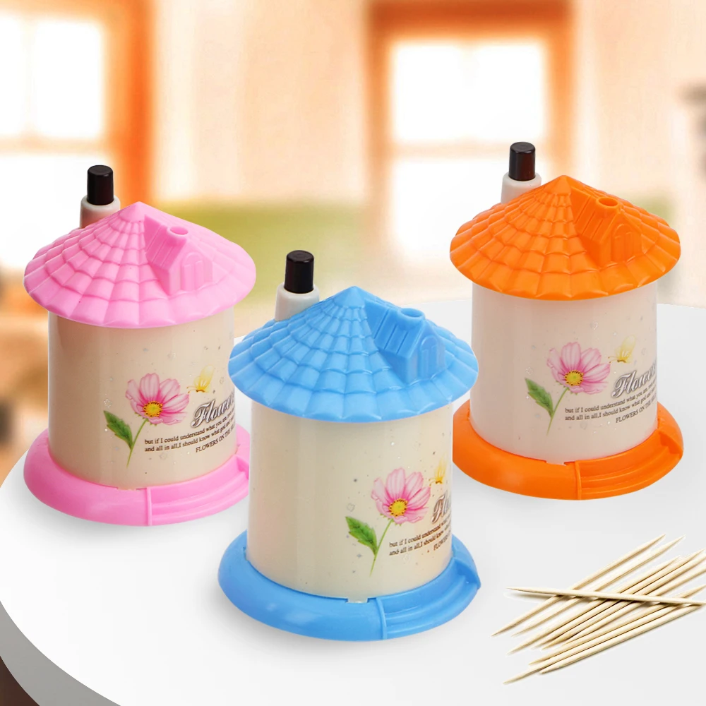 Automatic Toothpick Holder Creative Toothpick Box Portable Fashion Lovely Random Color House Shaped