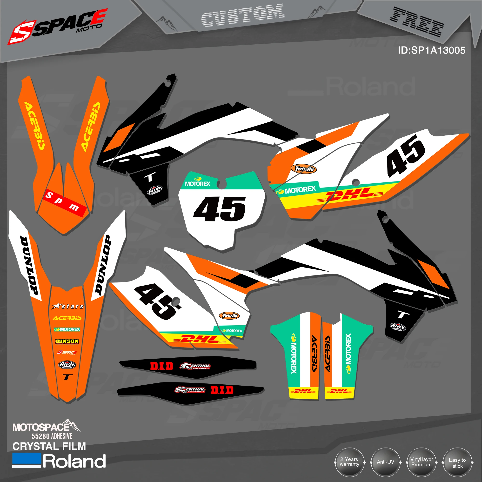 

MotoSpace Custom Team Graphics Backgrounds Decals 3M Stickers Kit For KTM 2013-14SXF 2015SXF 2014-15EXC 2016EXC 005