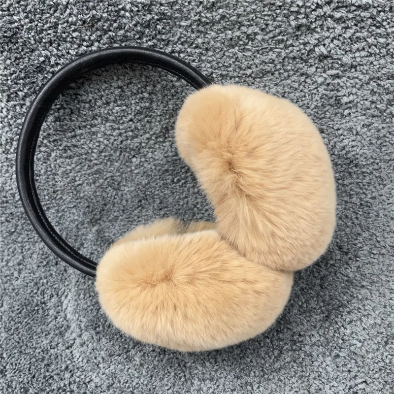 Natural 100% rex coelho pele earmuff feminino outono e quente earmuffs capa mais quente protetores de orelha inverno_voghion.com