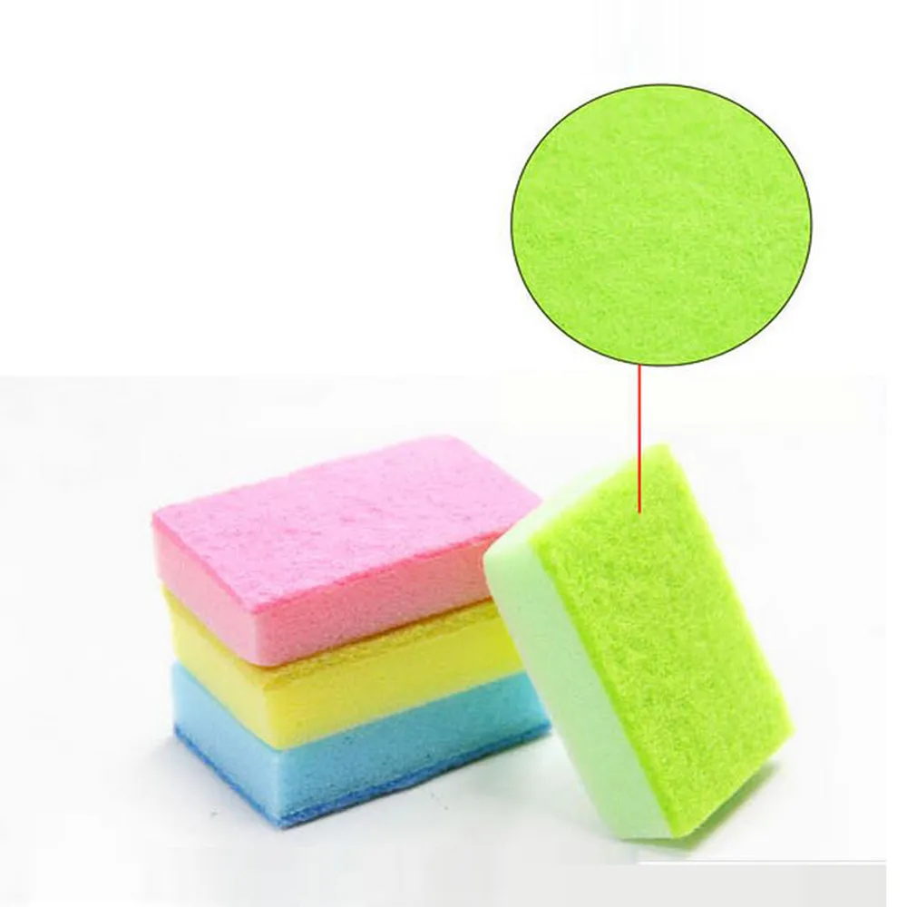 10PCS Cleaning Sponges Brush Set Kitchen Bowl Pan Spoon Fork Tableware Stove Cleaning Tools Home Table Car Pots Scouring Pads