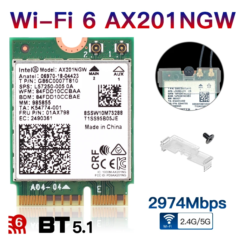 WiFi 6E Intel AX211 CNVIo2 M.2 Wi-Fi Slot Tri-Band With Bluetooth 5.2 Network Wireless Adapter 2.4g/5g/6g For Win10 PC/Laptop