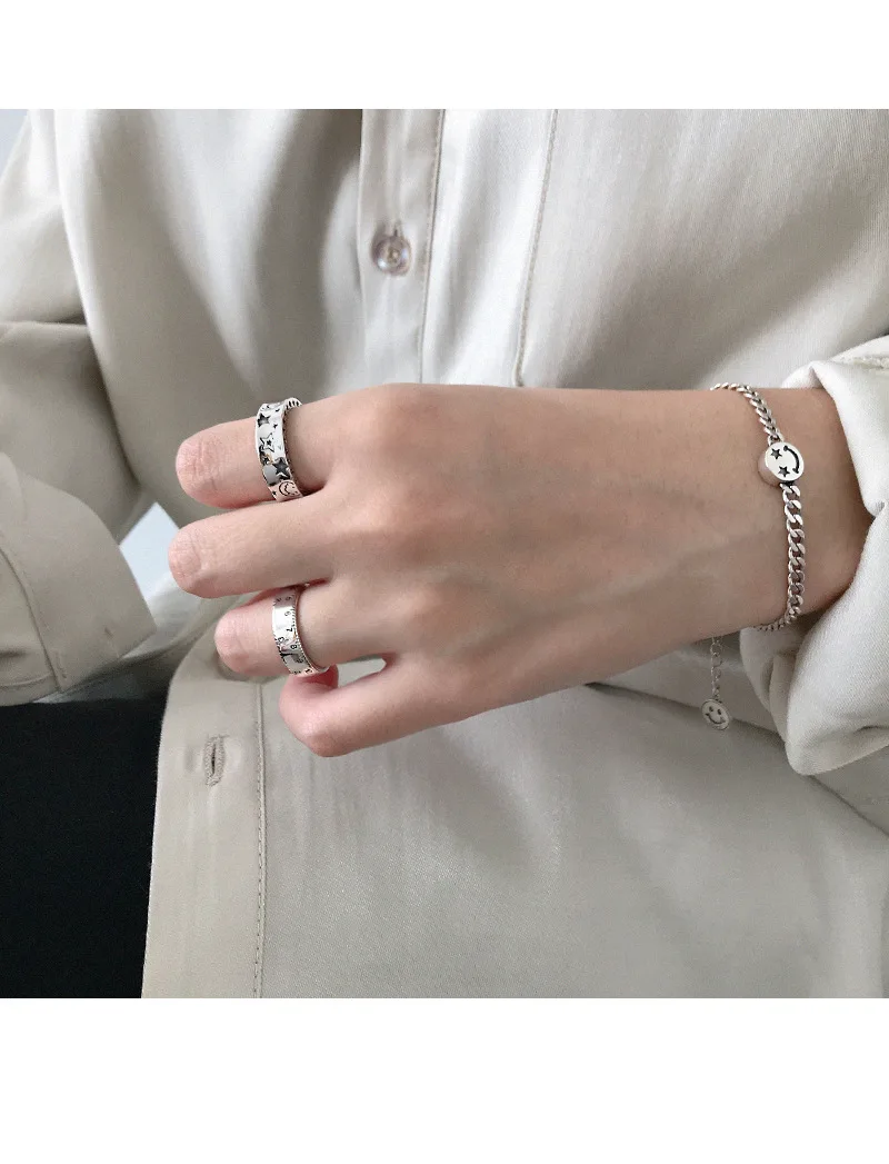 Шанис старый кольцо из стерлингового серебра 925 INS часы в стиле ретро линейка следы Открытие Кольца в Корейском стиле для девушек и женщин праздничный свадебный подарок