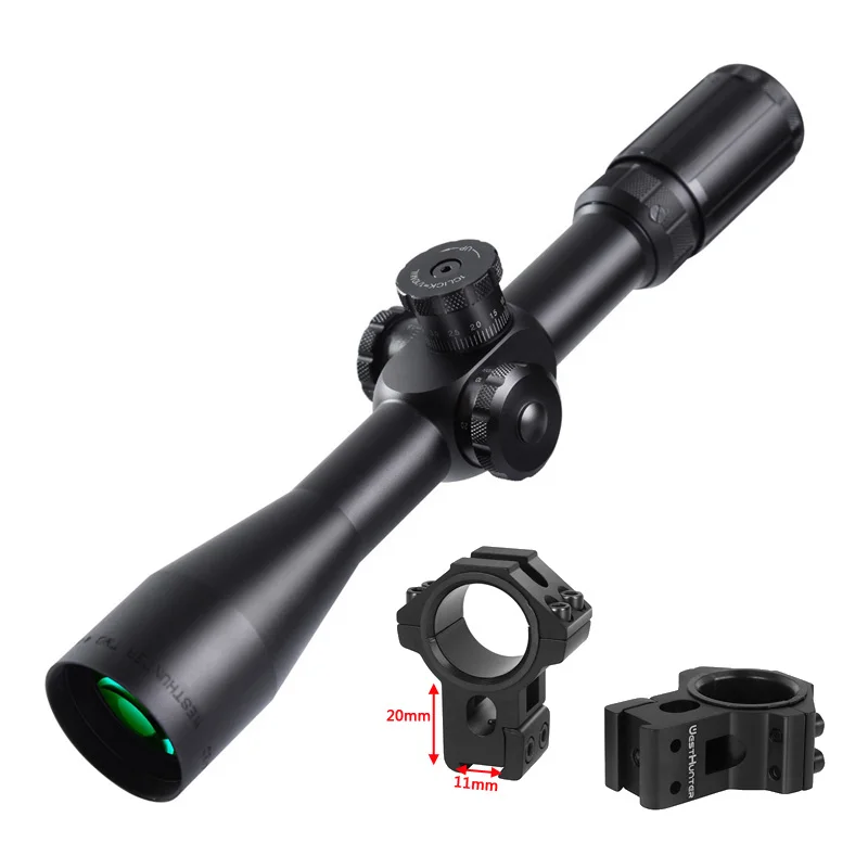 WESTHUNTER TMD 4-14X44 FFP прицел первый фокальный самолет охотничий прицел боковой Параллакс стекло гравированное Сетка Тактическая оптика прицелы - Цвет: High 11mm Rings